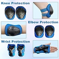 Vista 2 de Juego de rodilleras y coderas para niños con protectores de muñeca para patinaje sobre ruedas, rodilleras para niños de 3 a 14 años, rodilleras