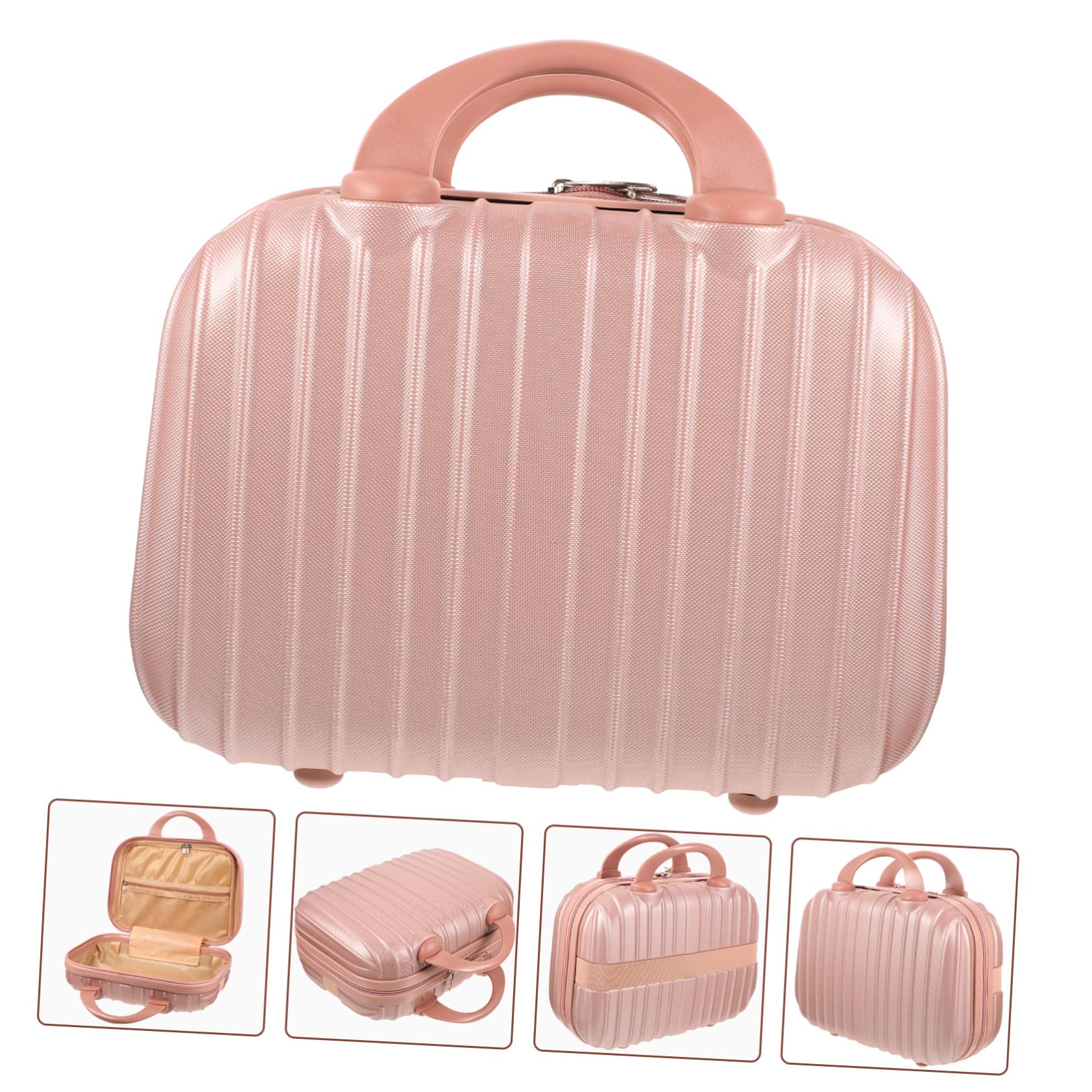 Beauty Case Multifunzione da Viaggio Rigido, Rosa, Capiente, Portatile