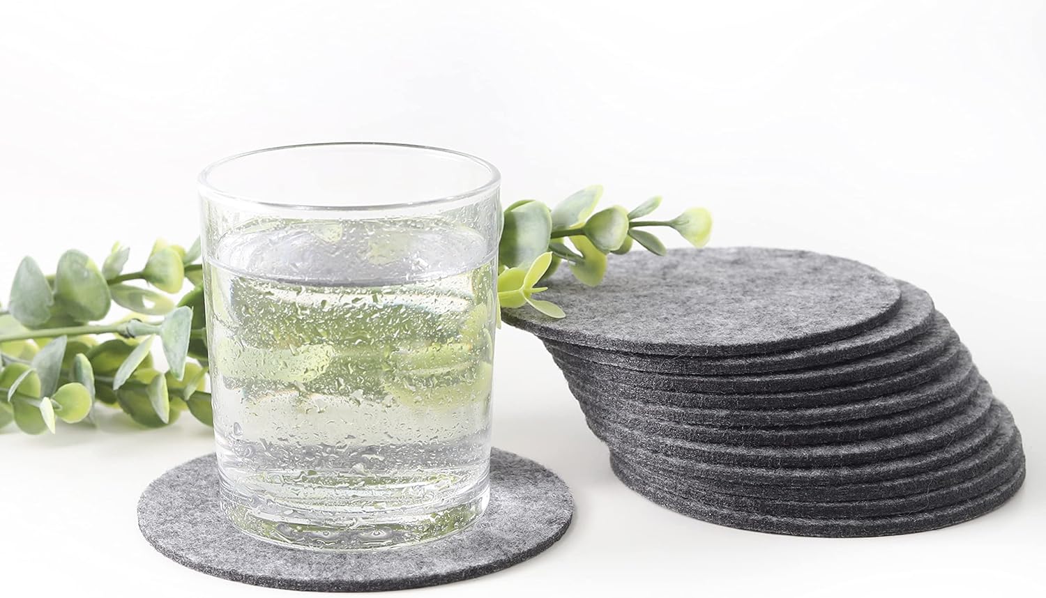 Set of 12 Felt Gray Drink Coasters 4x4 inches Round