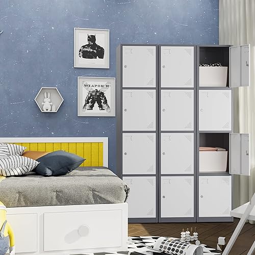 Miniatura 6 de Yizosh Armario de metal para gimnasio, escuela, oficina, armarios de almacenamiento de metal de 71 pulgadas para empleados, armarios de acero para