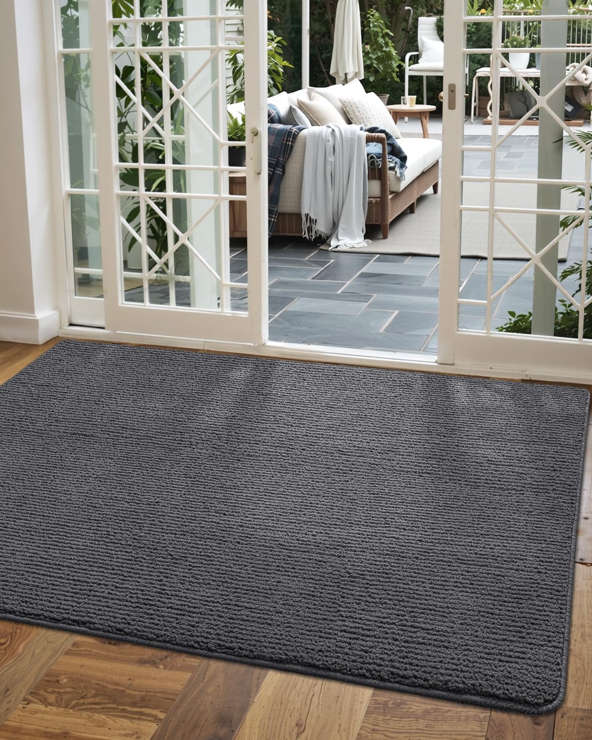 DEXI Door Mat Entryway Doormat Front Entrance Non-Slip Low Profile Washable for Inside Entry 31.5"X47",Grey