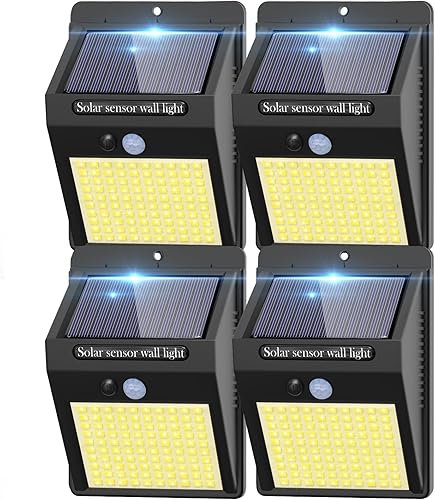 Miniatura 8 de Paquete de 4 luces solares de movimiento al aire libre, 3 modos100 luces LED de seguridad solares inalámbricas IP65 impermeables con sensor de