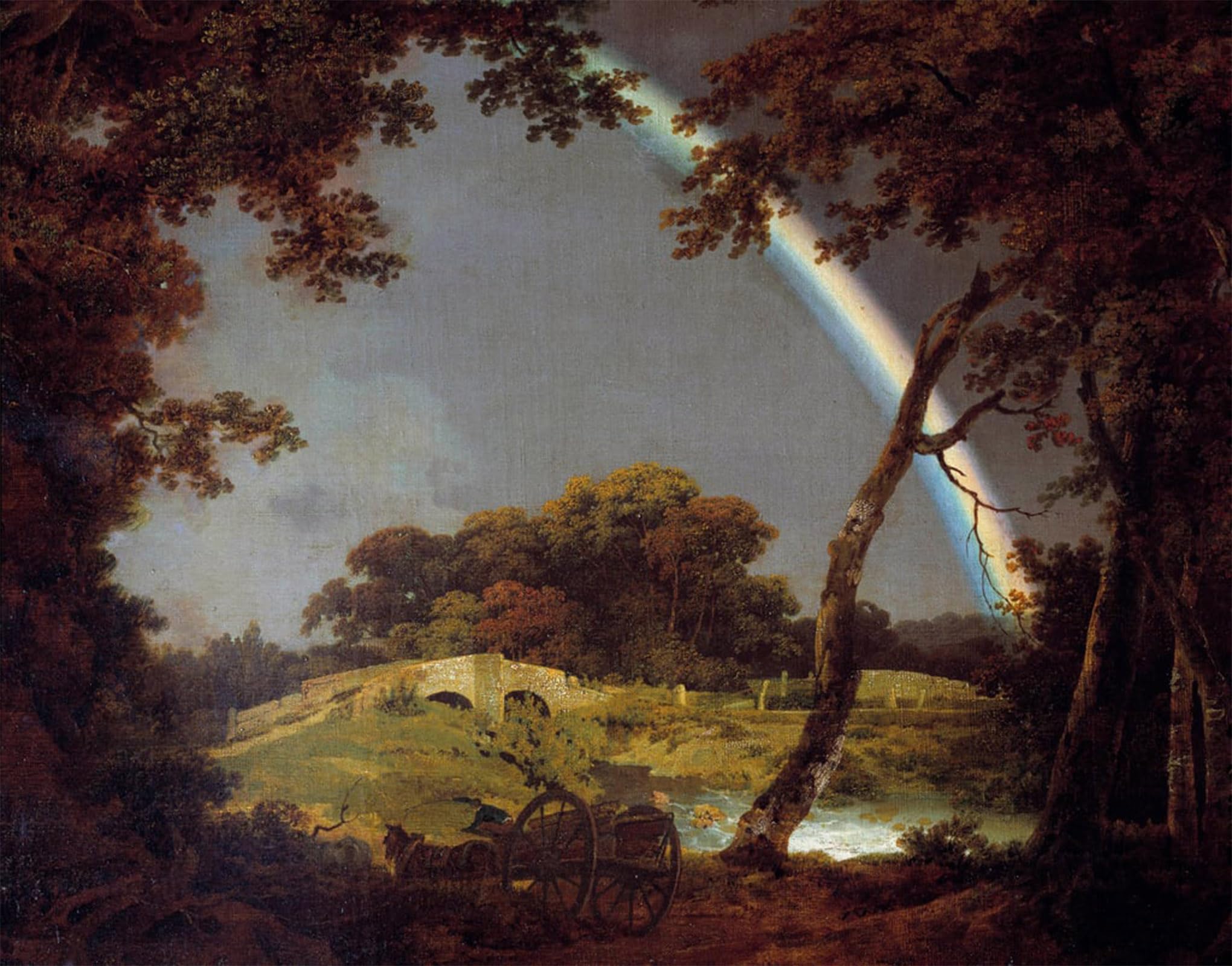 Yimacbjxx No Frame Famous Wall Art Decor Canvas Picture Wall Landscape With The Rainbow Painting By Wright Of Derby Graffiti Art Pictures For Home Decor 60X90cm