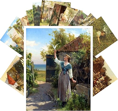 PIXILUV Postales vintage 24 piezas RURAL PASTORAL VIDA ESCENAS Antiguo Museo Pintura Arte Alfred Retro Poster REPRINT