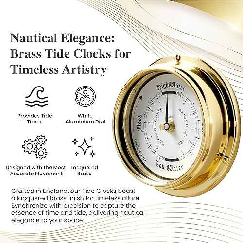 Miniatura 4 de Reloj tradicional de fase lunar de latón macizo del hemisferio norte, hecho a mano en Inglaterra, caja de latón pesado (14.4 lbs), 6 x 2 pulgadas,