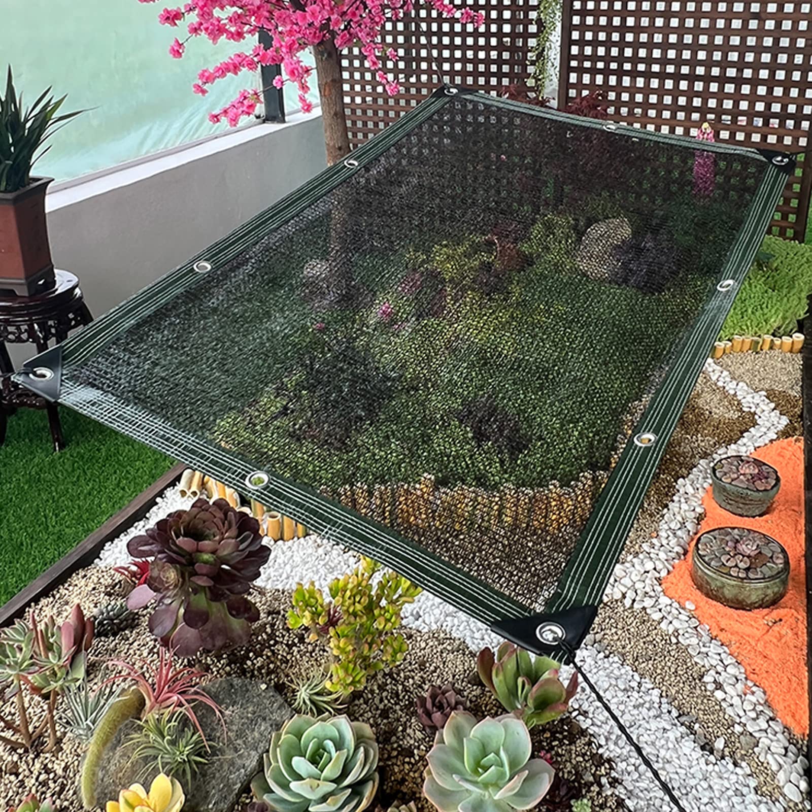 Telo da giardinaggio leggero e traspirante con corda personalizzabile per piante da serra e terrazza, 8 x 12 m / 26.2x39.4ft, ideale per uso in giardino