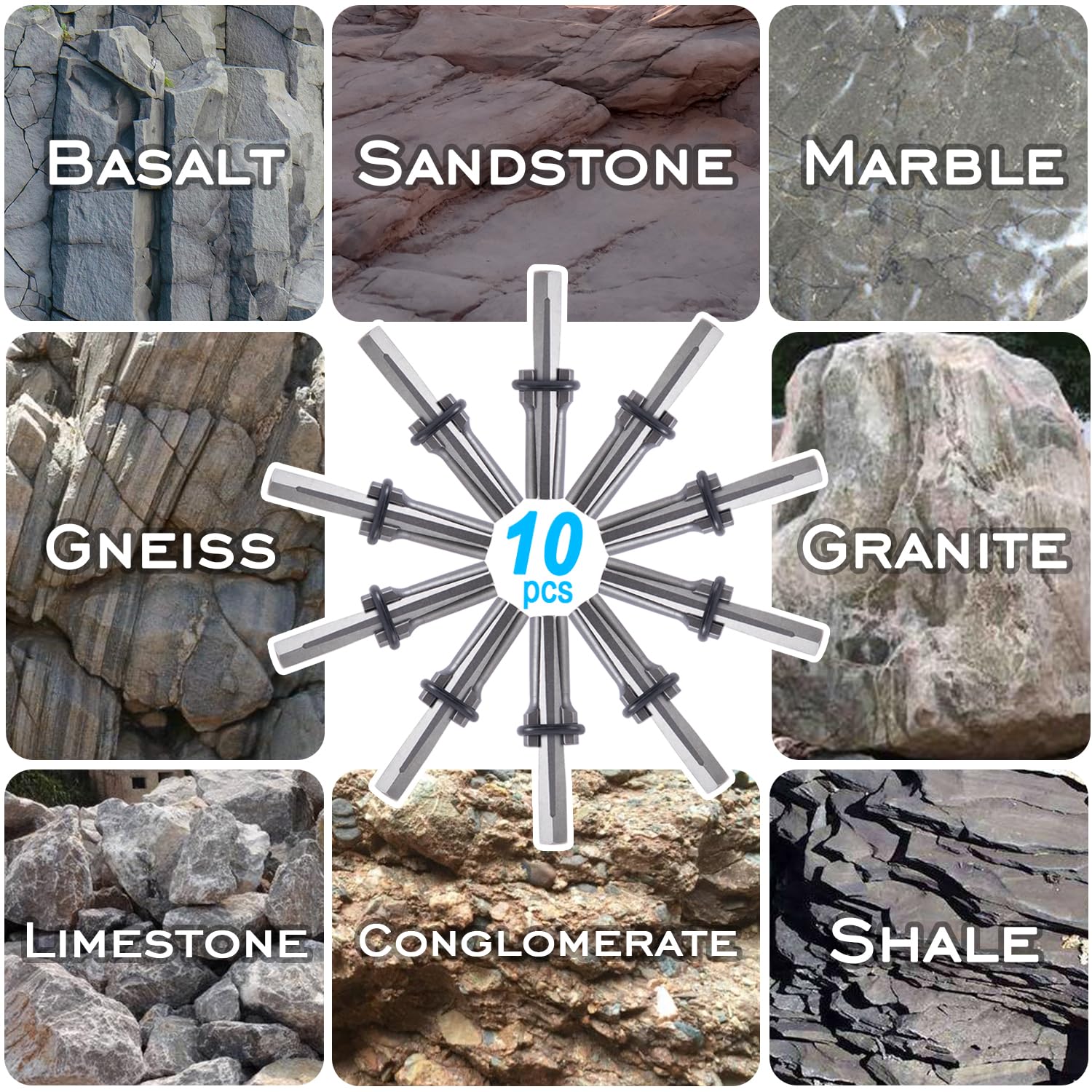 Rock Splitter Set - Break Granite & Marble Easily -7