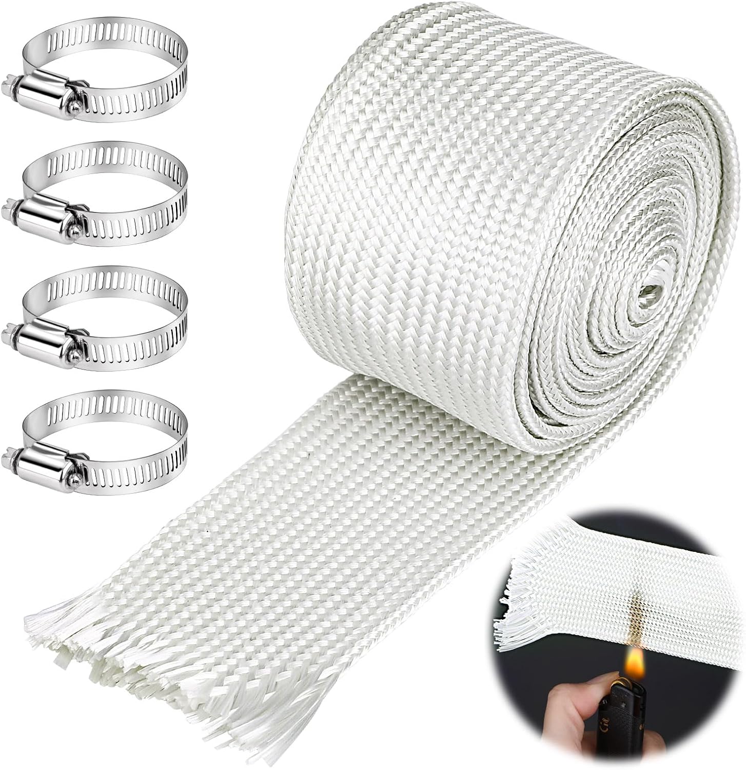 Abgasschlauch 25mm X 400cm Für Stromerzeuger - Hitzebeständiger Glasfaser-Schlauch Mit Clips