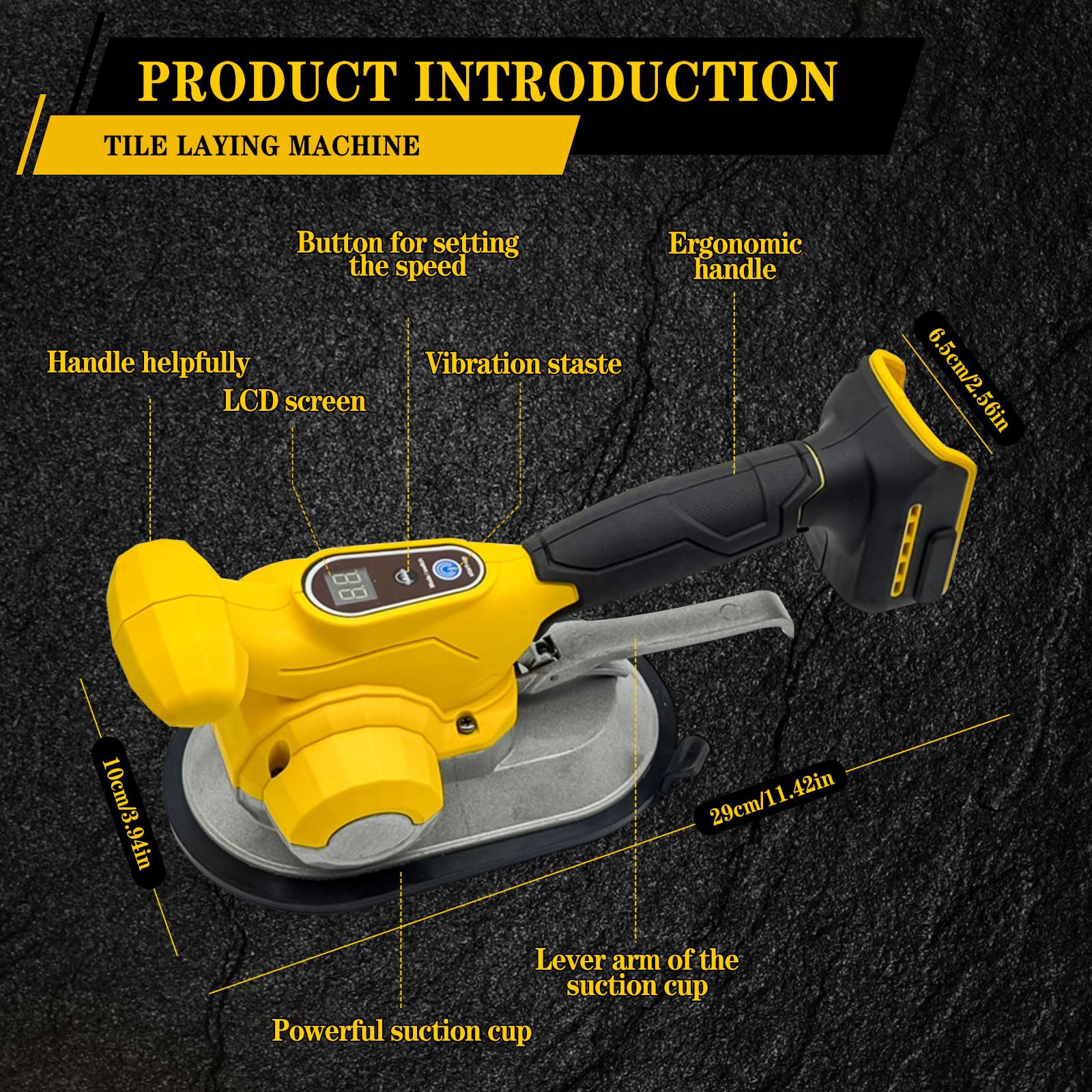 Strumento di vibrazione per piastrelle per batteria Dewalt 20V con ventosa da 19,5 cm, vibratore di livellamento per piastrelle e pareti in mattoni, ventosa per piastrelle con adsorbimento 200kg