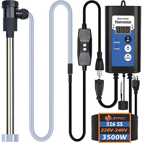 3500W 240V Immersion Water Heater Portable Electric Inflatable Pool & Hot Tub Submersible Water Heater with Temp Control, GFCI for Baptistry, baptismal Pool, Swimming Pool, Above Ground Pool