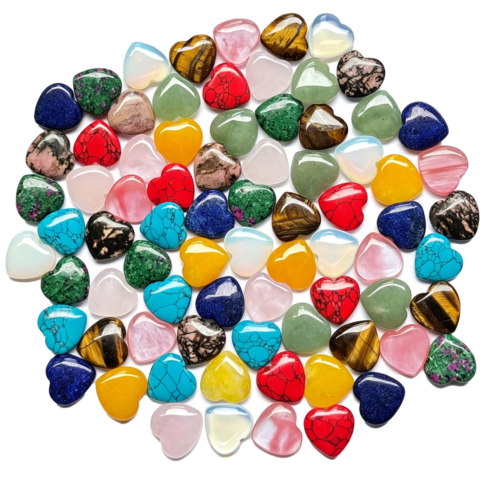 Photo 1 of Heart Shaped Rocks Crystals,77PCS Bulk, 0.8 Inch,11 Colors, Home Decor Gift