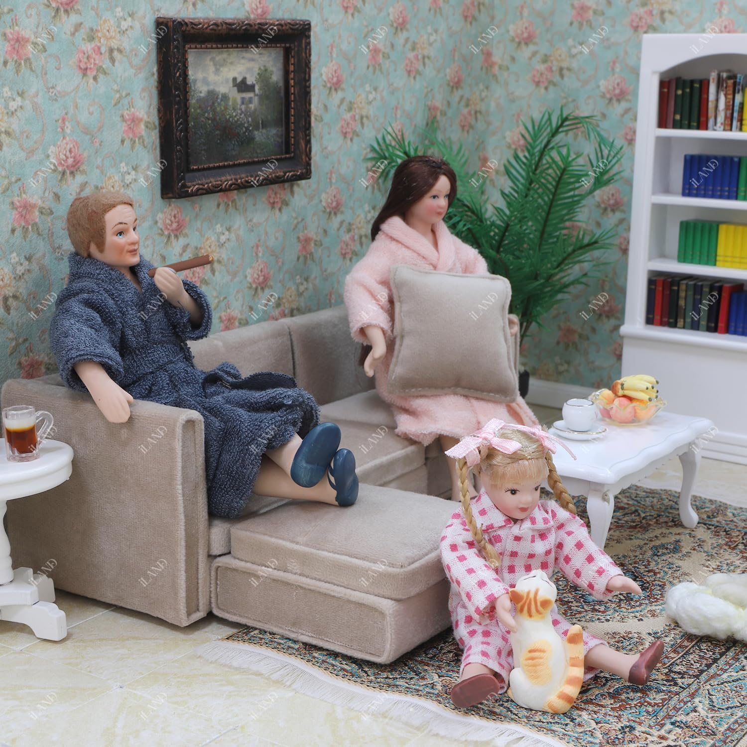 iland Dollhouse People for 1 12 Scale Accessories Miniature 6 inch Dolls for Doll House Little People Figures Mini Dollhouse Family Set Porcelain Action Figures Cute Realistic