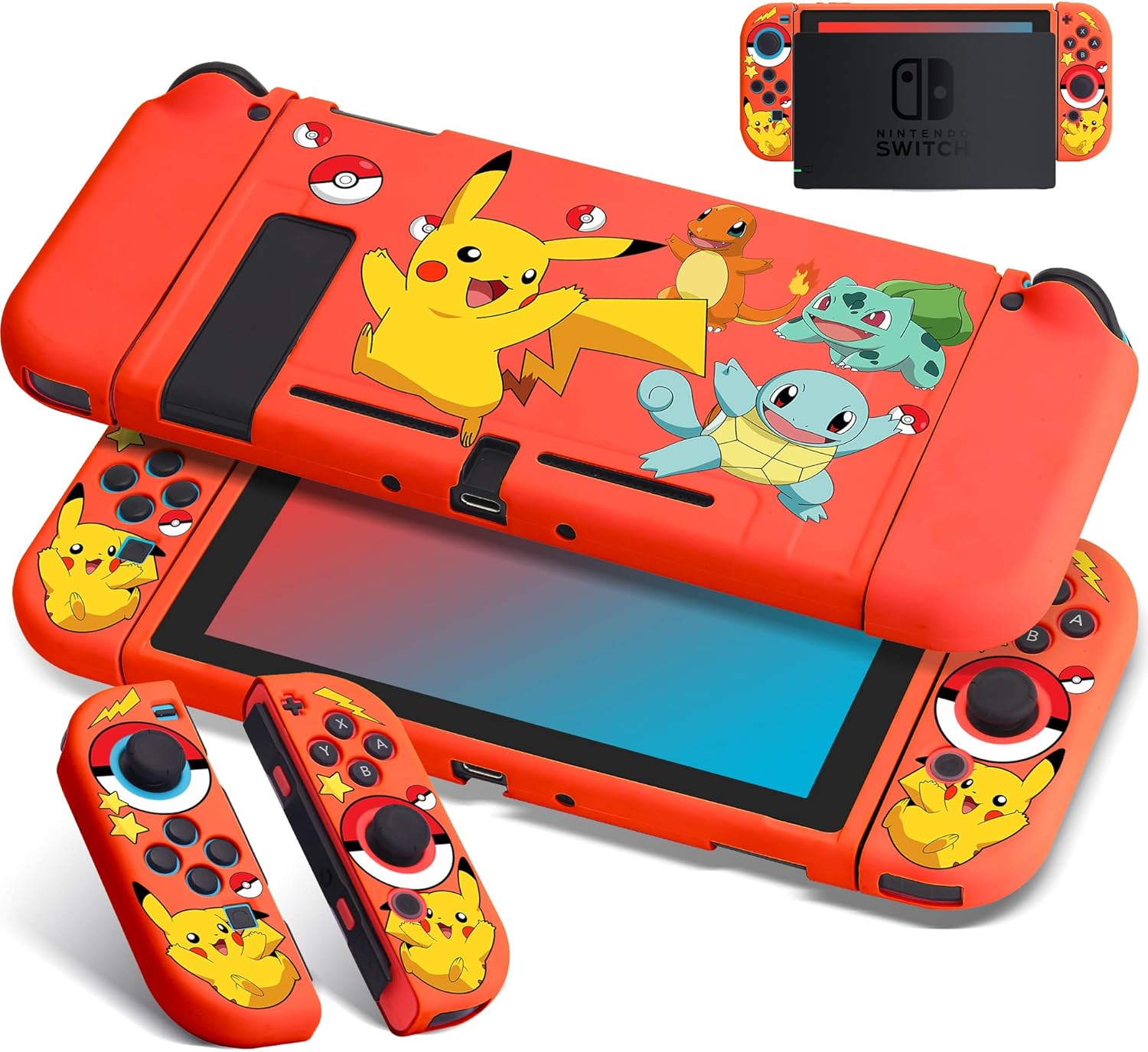 Xcitifun Protective Case Designed for Nintendo Switch, Switch Joy-Con TPU Cases for Girls Boys Kids Cartoon Cute Kawaii Character Shell Compatible with Nintendo Switch Controller Cover – Red Poke Xcitifun Protective Case Designed for Nintendo Switch, Switch Joy-Con TPU Cases for Girls Boys Kids Cartoon Cute Kawaii Character Shell Compatible with Nintendo Switch Controller Cover – Red Poke