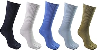 Men's 2 Toe Sandal Toe Flip Flops Toe Japanese Tabi Toe Socks,5 Pairs Pack
