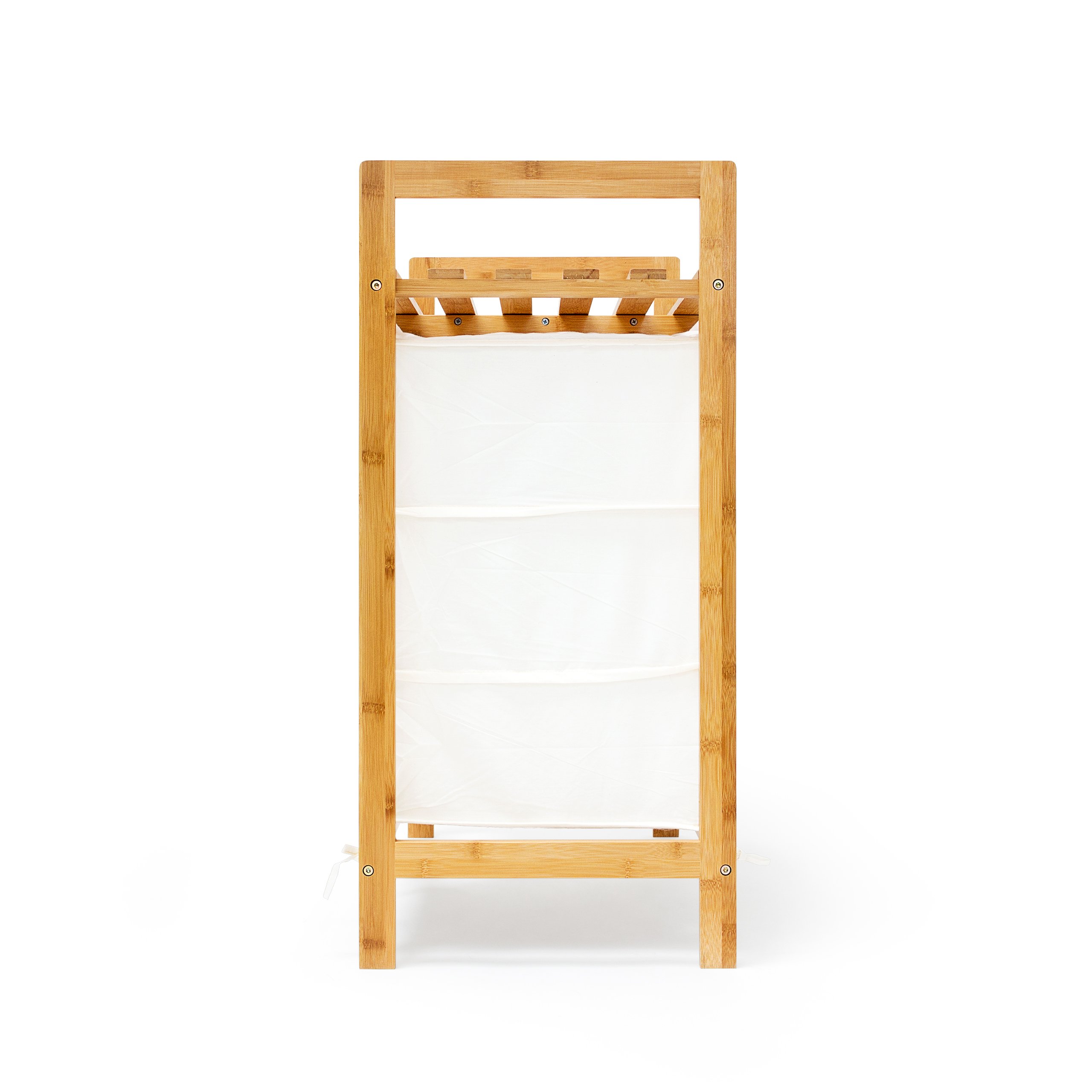 Relaxdays Bamboo Linea Laundry Hamper and Shelf with 3 Compartments