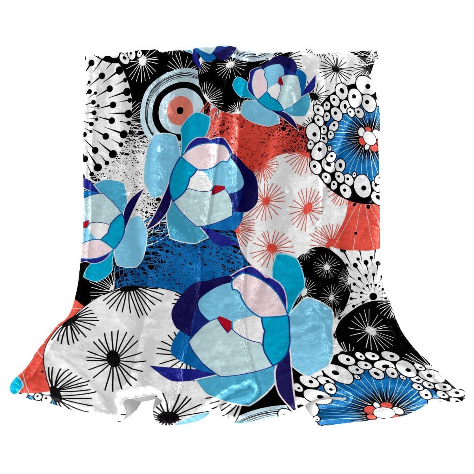 Couverture polaire légère en peluche fleurs artistiques pour un canapé raffiné