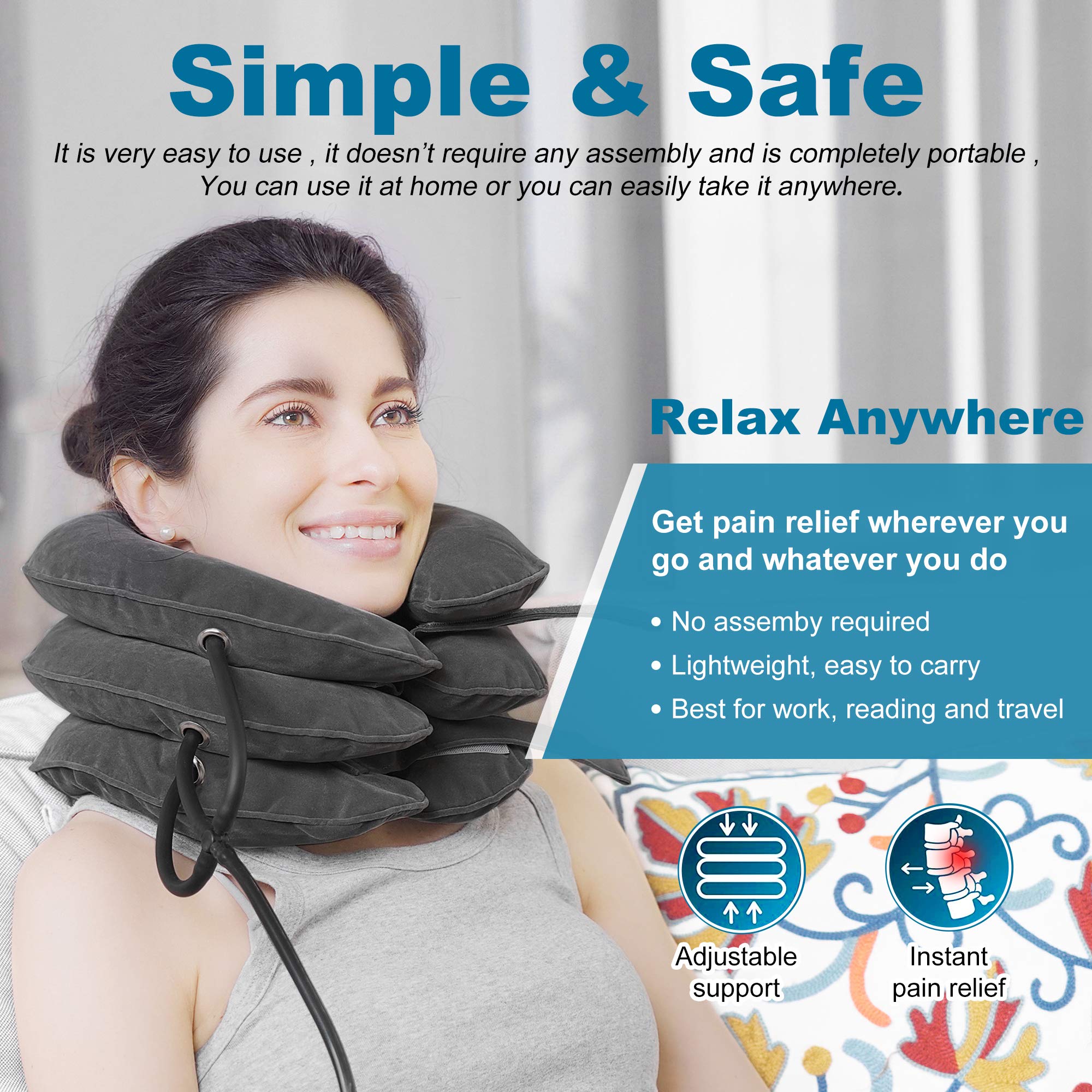 Buy Cervical Neck Traction Device &Inflatable Adjustable Neck Stretcher