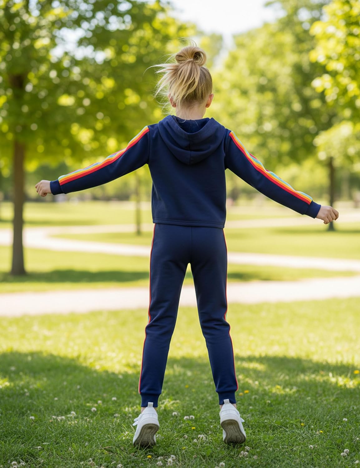 Girls Clothes Hoodies For Girls Activewear Long Sleeve Rainbow Ribbon Sweatshirts And Sweatpants 2 Piece Outfits - Image 4