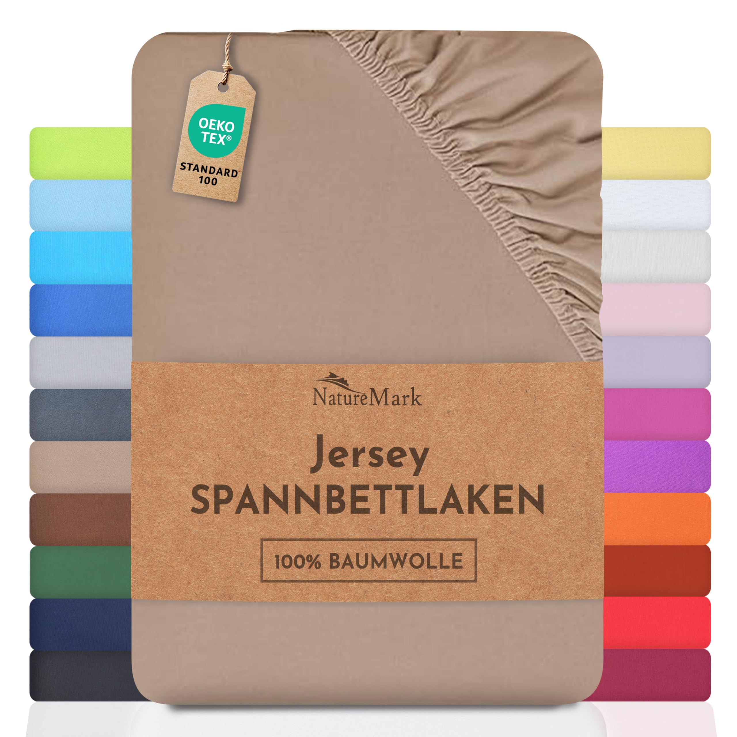 NatureMark Kinder Jersey Spannbettlaken, Spannbetttuch 100% Baumwolle in vielen Größen und Farben MARKENQUALITÄT ÖKOTEX Standard 100