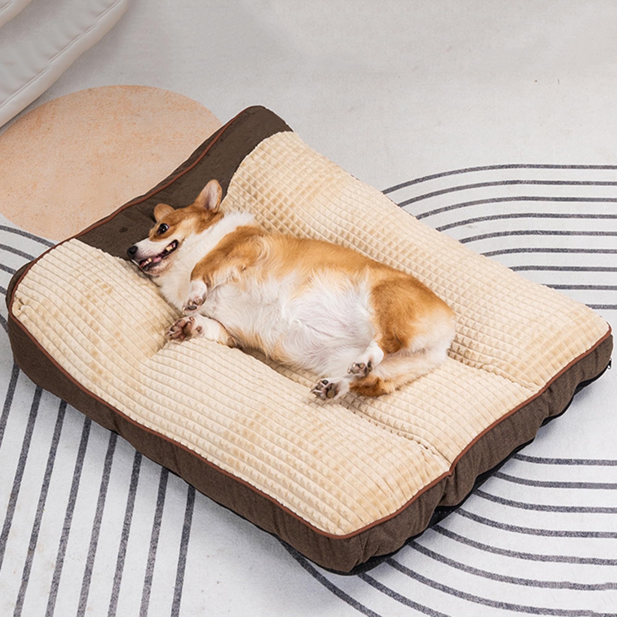 Grande Taille Lit pour Chien Tapis pour Chiens Coussin Animaux | 100x75x21cm, Moelleux Animaux Peluche, Moyen Taille Epais Panier, Dehoussable, Lavable, Base antidérapante