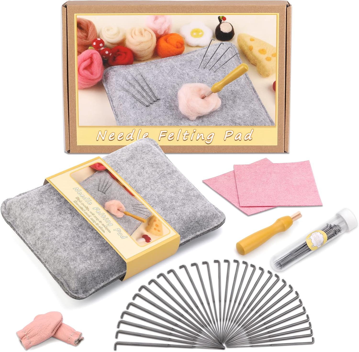 Needle Felt Supplies, 37 Needle Felt Kits, Wool Felt Tool Sets, 30 Felt