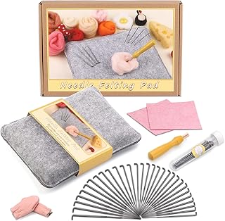 Needle Felt Supplies, 37 Needle Felt Kits, Wool Felt Tool Sets, 30 Felt Needles, Felt Pads, Finger Cots, Wooden Handle Tools, DIY Wool Felt Project Getting Started Needle Felt Kit