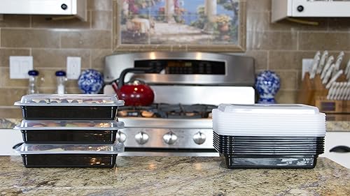 Miniatura 5 de INEVIFIT Contenedor de almacenamiento de alimentos de alta calidad, duradero y reutilizable, apilable, paquete de 10 unidades, apto para microondas