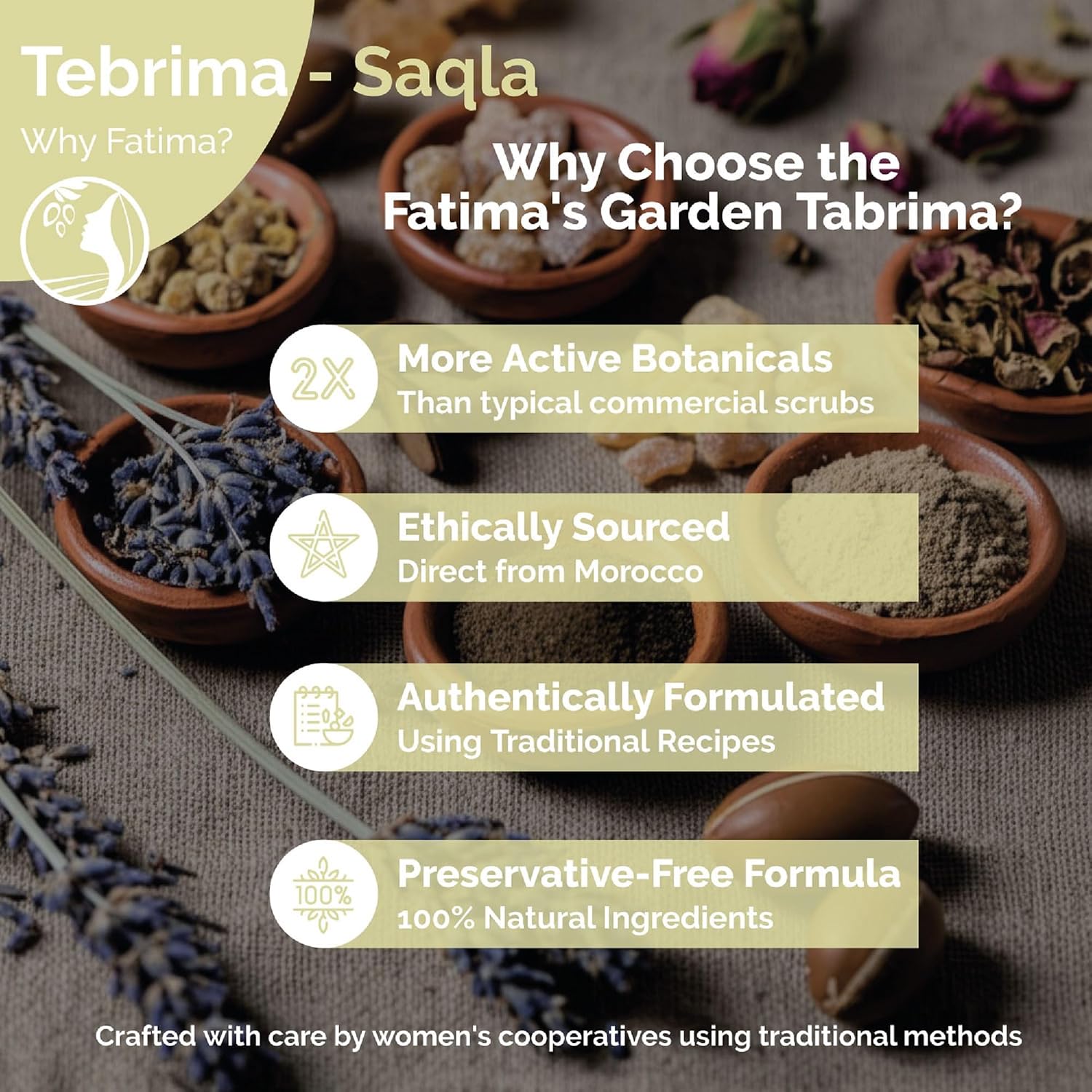 Fatima's Garden Moroccan Hammam Exfoliant - Authentic Tabrima/Seqla Powder for Smooth, Radiant Skin - 250g