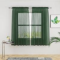 Vista 27 de UPOPO Paneles de Cortina Beige Pequeños Cortinas Transparentes de Gasa de 16 Pulgadas de Largo Cortinas de Cocina de Voile con Textura de Lino