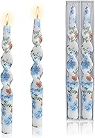 Vista 17 de Velas cónicas en espiral sin perfume, color blanco, 4 velas trenzadas de 7.5 pulgadas, hechas a mano, para cena, boda, decoración del hogar
