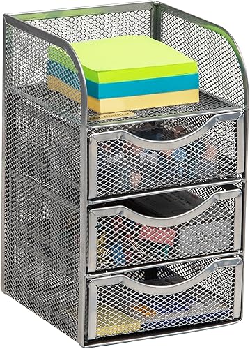 Miniatura 5 de Mind Reader Almacenamiento de accesorios de escritorio, cesta de clip para carpeta de papel, espacio de trabajo, oficina, malla de metal, 4.75