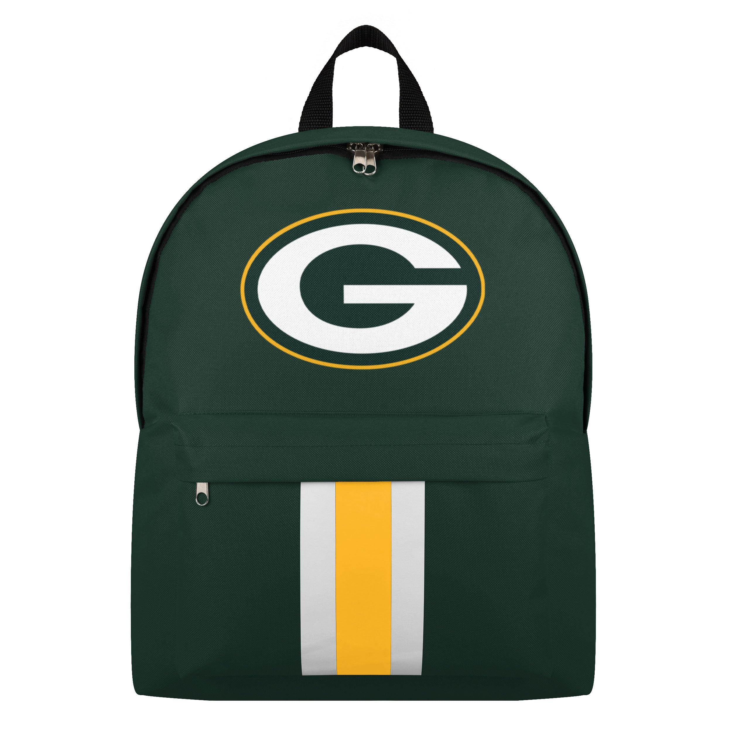 Foco Unisex Green Bay Packers Nfl Officially Licensed Team Color Primary Logo Solid Stripe Football School Bag Travel Backpack, One Size, Daypack Backpacks