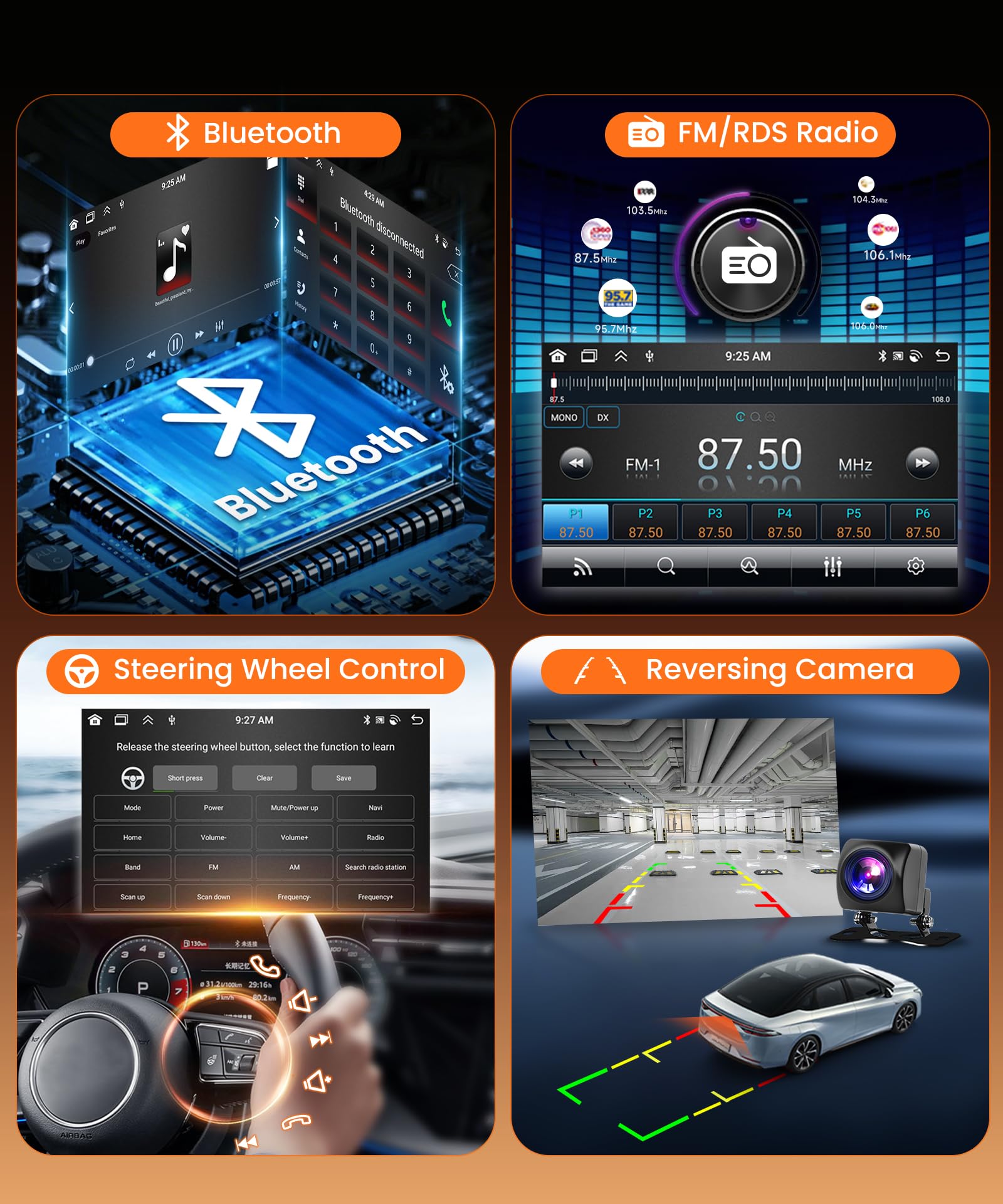 VECHTEL 8 CORE 4G+64G Autoradio Android 15 per FIAT Fiorino/Qubo/Peugeot Bipper/Citroen Nemo, 7'' HD IPS Touchscreen Stereo Auto co Carplay Android Auto senza Fili GPS WiFi USB Bluetooth FM RDS Camera