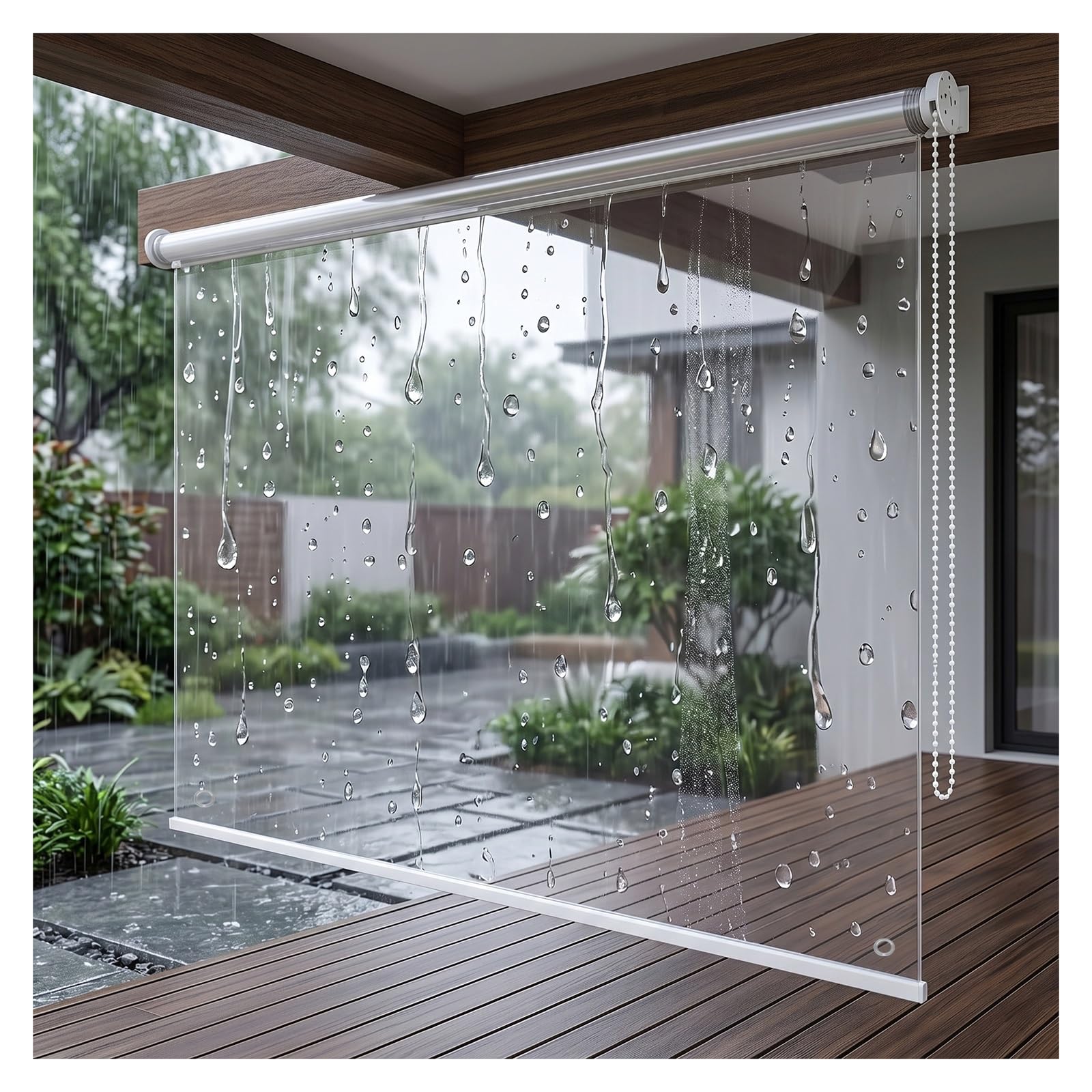 Outdoor clear vinyl roller shades，clear waterproof roll up blinds，HD Transparent Roll Up Curtain，Transparent Waterproof Rainproof Plastic Window Blind，for Hotel Office(W70*H160cm/W27.55*H62.9in)