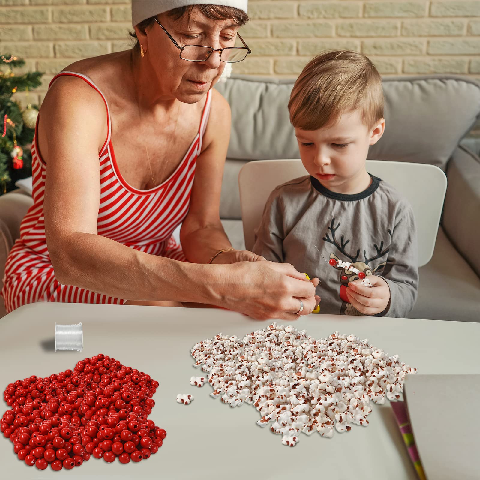 Weihnachtsgirlande Aus Holz - Rote Holzperlenkette 2,7m Für Festliche Dekoration