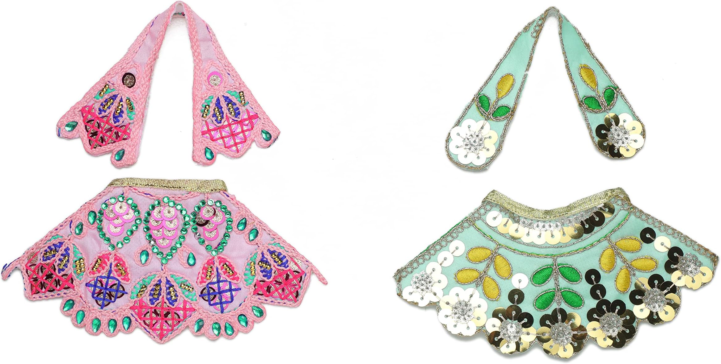 Aditri Creation Set of 2 Light Blue & Pink Laxmi Durga Devi MATA Dress poshak vastra Cloth lehanga Indian Traditional Chunari Puja Item for Idol Statues for Navratri Festival(Size :- 3")
