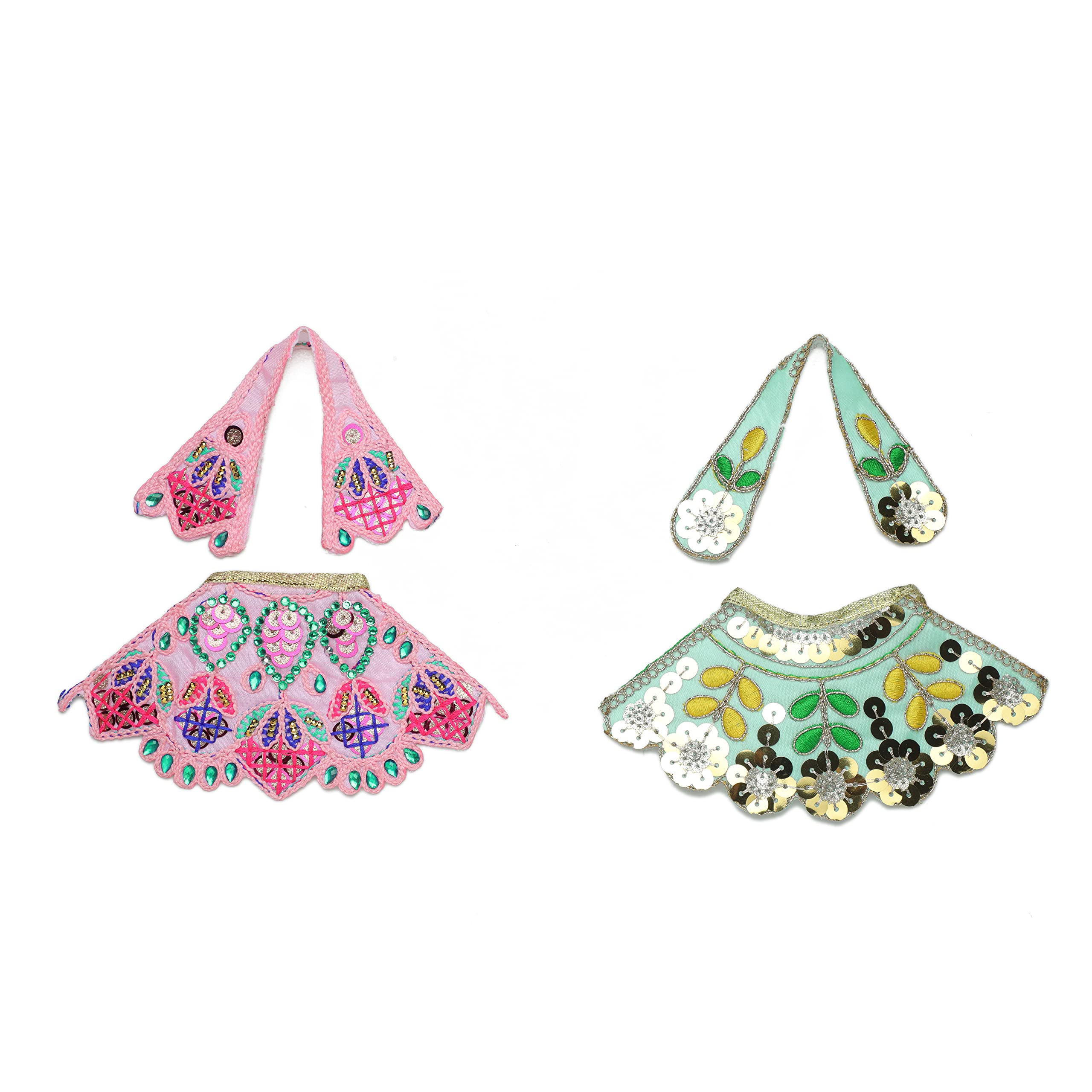 Aditri Creation Set of 2 Light Blue & Pink Laxmi Durga Devi MATA Dress poshak vastra Cloth lehanga Indian Traditional Chunari Puja Item for Idol Statues for Navratri Festival(Size :- 3")