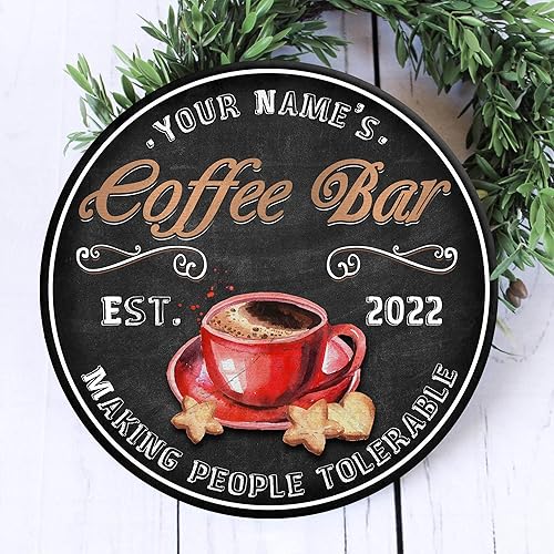 Miniatura 6 de Letrero de madera de barra de café personalizado, placa de pared para decoración de cocina, regalos personalizados para amantes del café, café