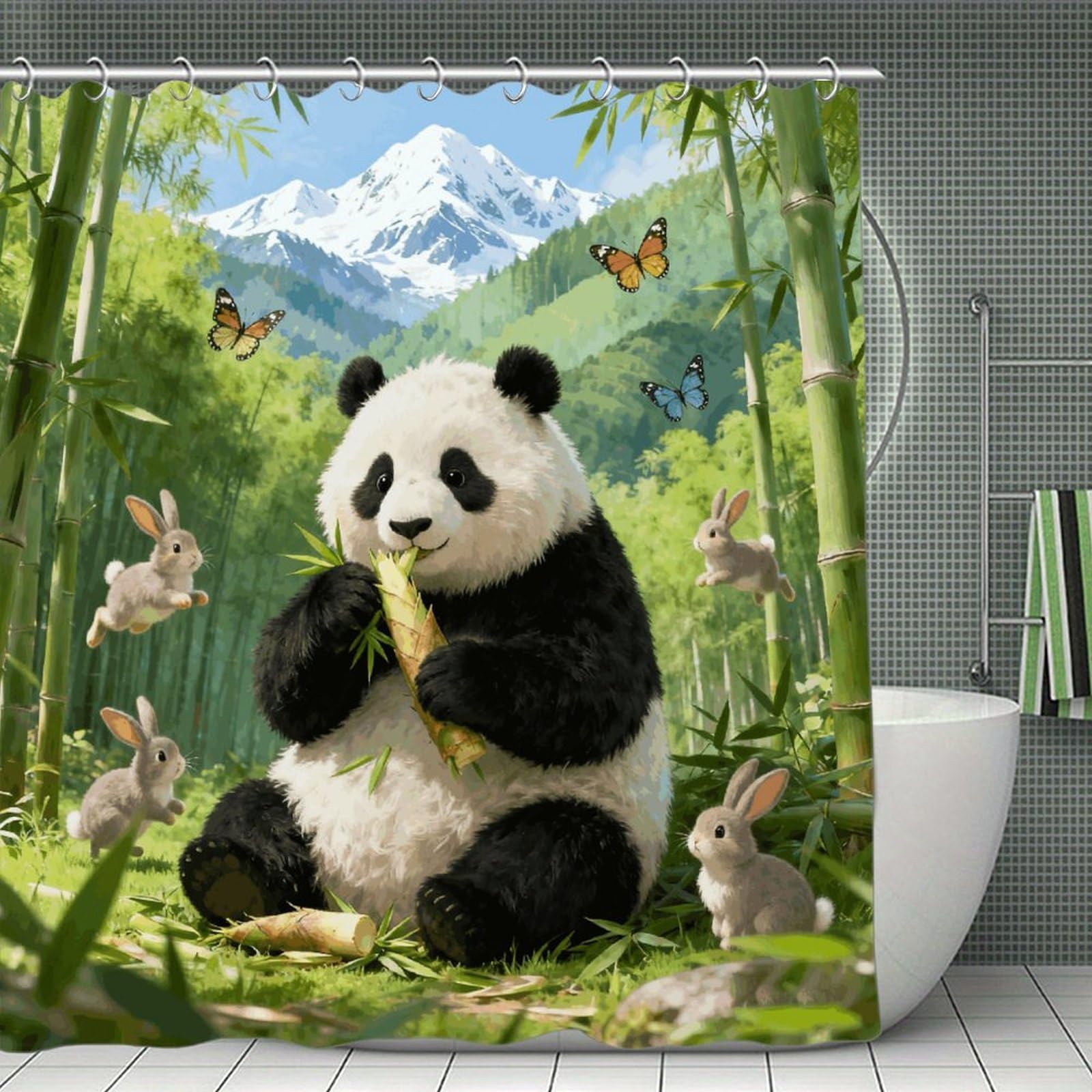 VstaDank Bamboo Sea Wonderland Shower Curtain Light-Weight Blackout Bathroom Curtain Washable Shower Liner 71x71 Inch Bath Curtain with Metal Holes Bathtub Bath Room