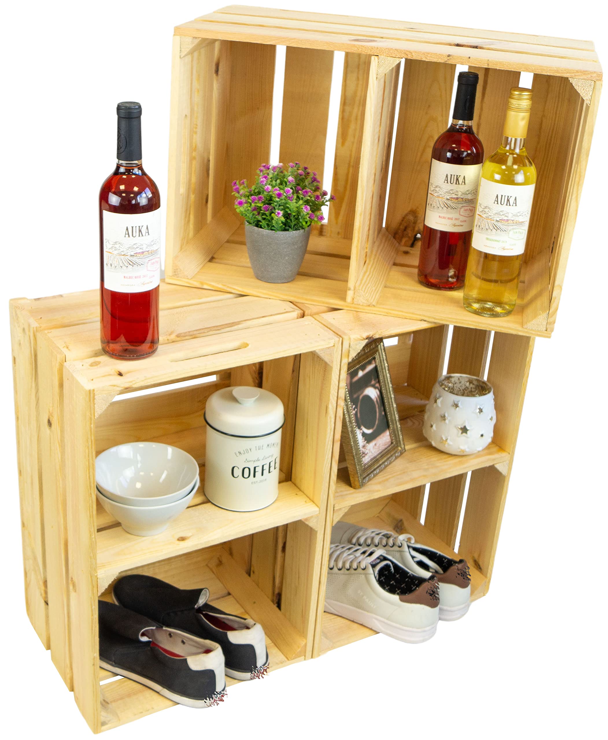 Set Di 3 Casse Di Frutta In Legno Elfriede Con Tavola Intermedia – 54x35x30 Cm, Laccate E Fatte A Mano - 3