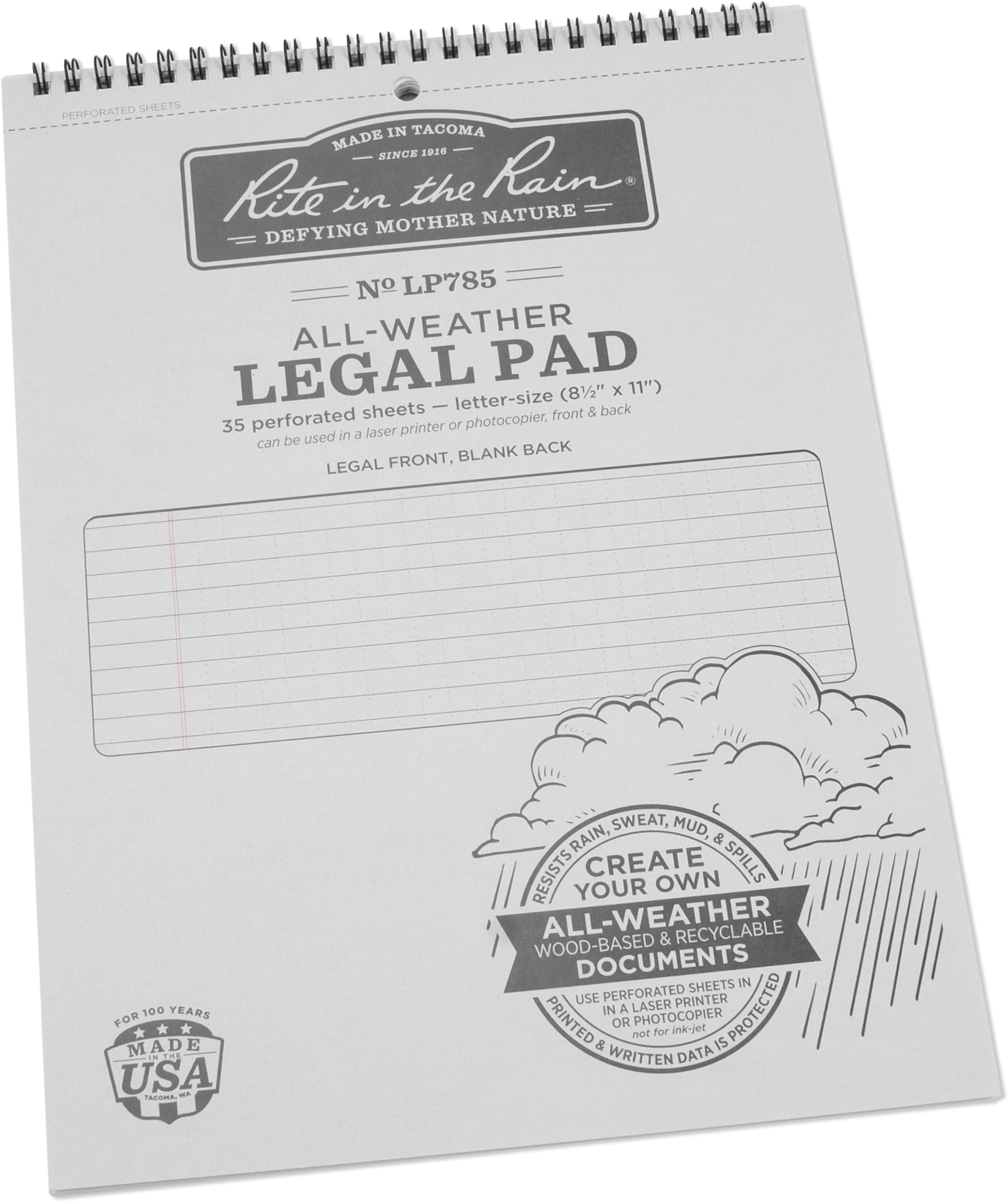 Weatherproof Legal Pad, 8.5" x 11"