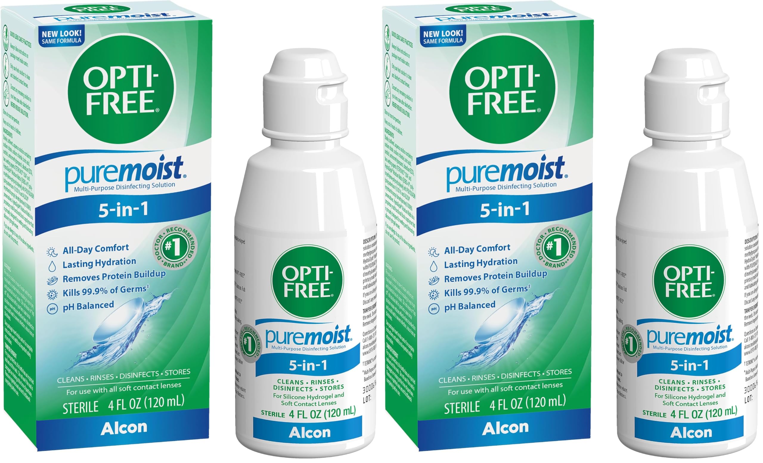 Multi-Purpose Disinfecting Solution, 4 Fl Oz | Puremoist Formula | Pack of 2