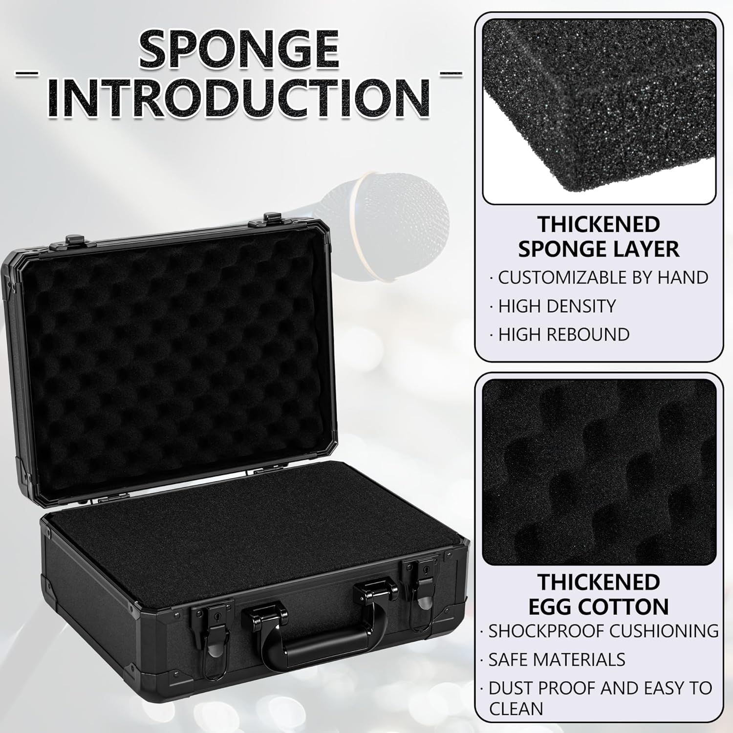 14 Inch Carrying Case, Ideal for Storing Wireless Microphone Systems and Transporting Camera Equipment, Case with Customizable Pre-Diced Foam Interior, Aluminum Alloy Sturdy Build