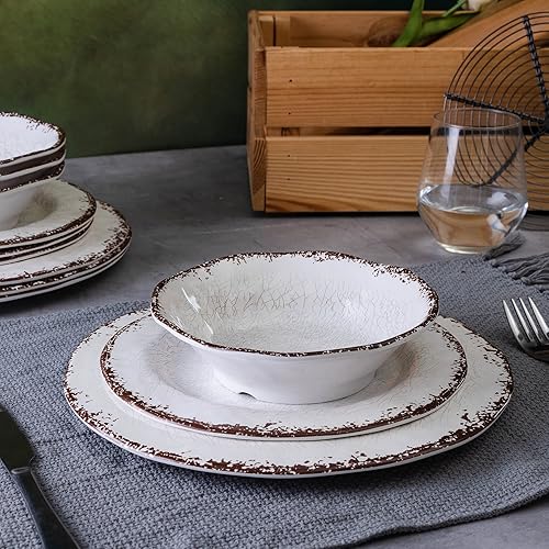 Miniatura 4 de LEHAHA Juego de platos blancos de 6 piezas, platos de melamina duraderos de 11 pulgadas, juego de platos de 6 piezas para cenas formales e