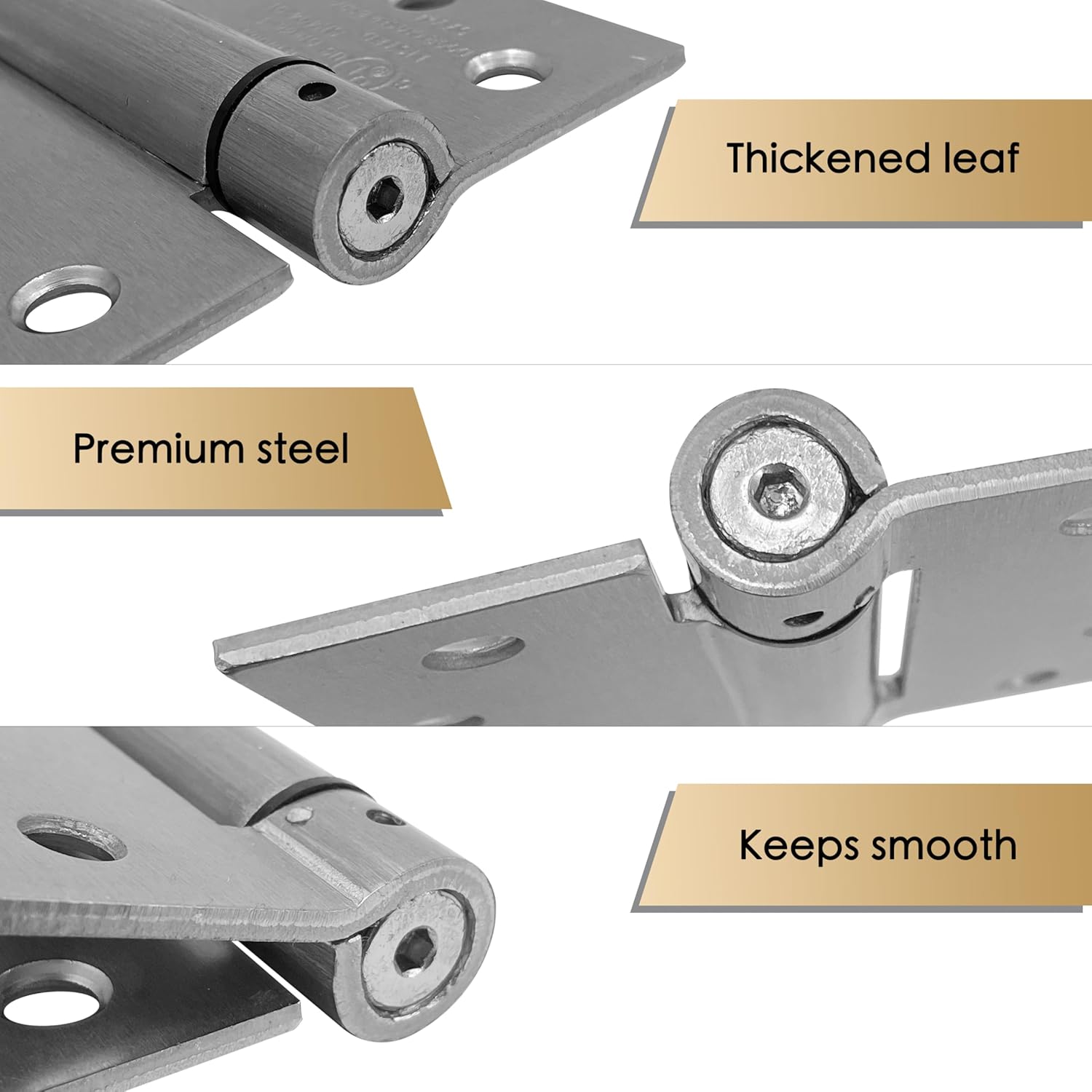 3 Pack - 4.0"x4.0" Self Closing Reversible Door Hinge - Heavy Duty Commercial Spring Door Hinge - UL Listed with Complete Installation Hardware (Satin Chrome), JS-3SP2