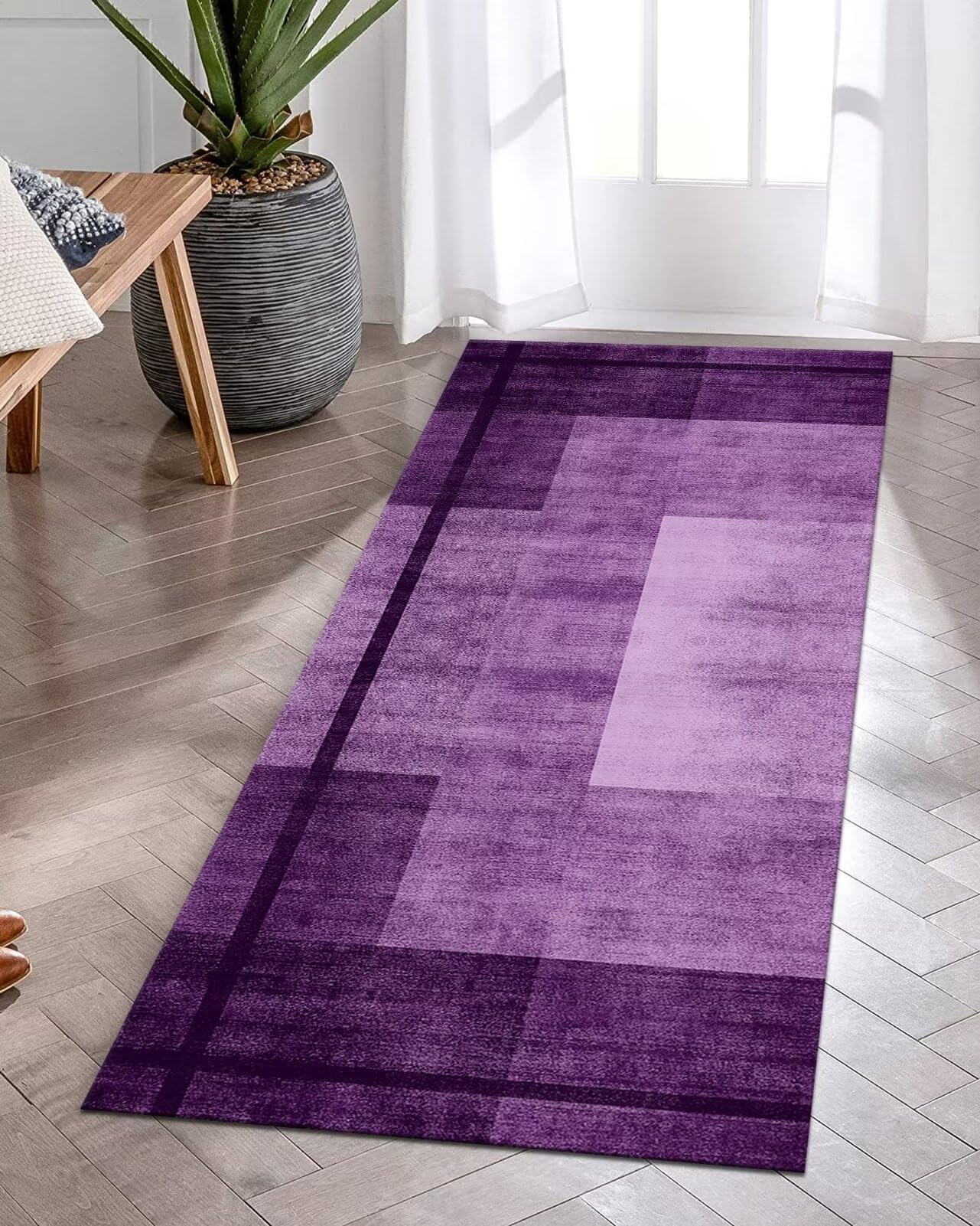 Alfombras de Pasillo Larga Alfombra Cocina Antideslizante Lavable Alfombras de Entrada Interiores Duradero 50X200CM Alfombras Corredor Morado Salón Dormitorio Baño del hogar Alfombrillas