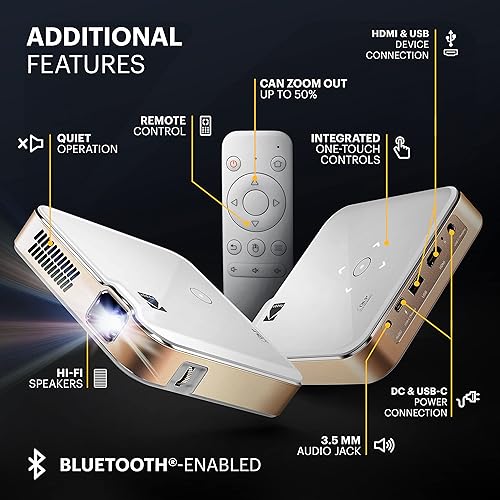 Miniatura 6 de KODAK Luma 400 Proyector inteligente HD portátil | Wi-Fi, Bluetooth, HDMI y USB compatible con mini sistema de cine en casa de hasta 150 pulgadas |