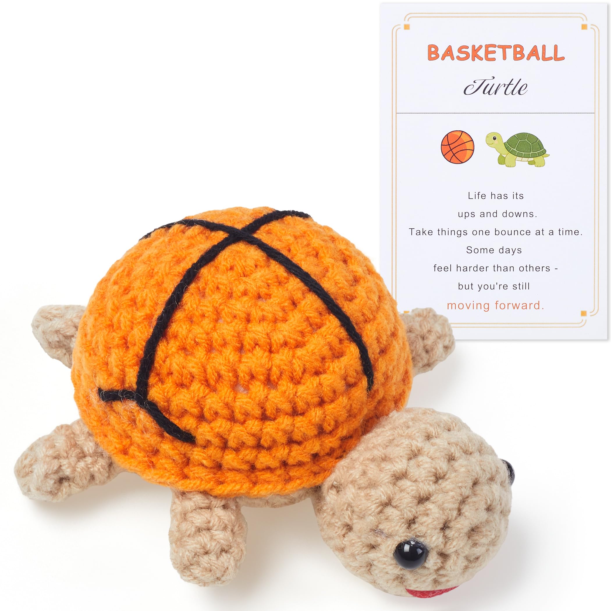 AWARDSEN Basketball Gifts Positive Crochet Basketball Emotional Support Turtle Toy - Basketball Gifts for Boys/Teens/Friends/Teammates - Sports & Birthday Gift for Men Women