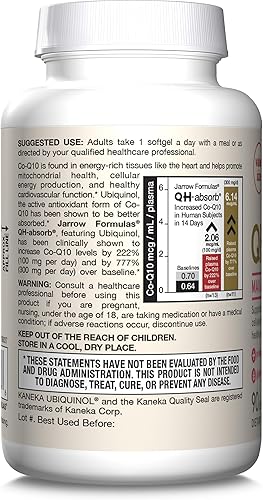 Miniatura 9 de Jarrow Formulas QH-Absorb 200 mg - Forma antioxidante activa de Co-Q10 - Suplemento dietético - Apoya la producción de energía mitocondrial y la