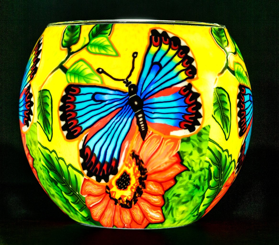 Benaya Glass Nightlight Tealight Holder - Butterfly Beauty